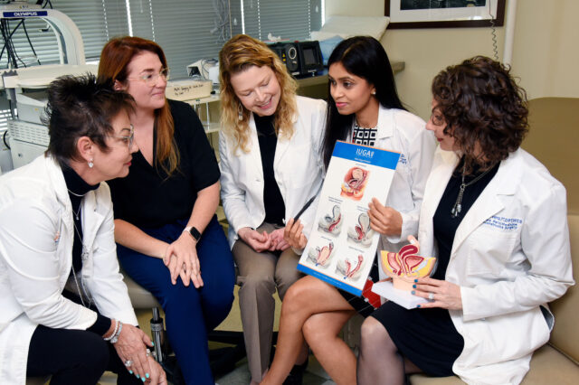 Dr. Ruchira Singh and other female pelvic medicine providers look at pelvic prolapse illustration