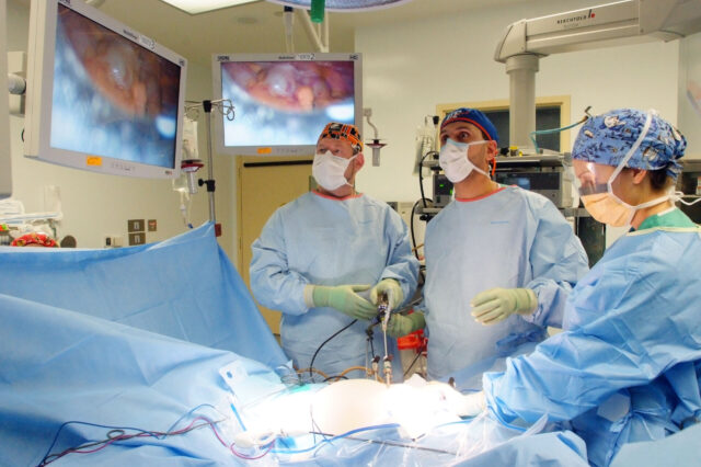 Dr. Awad performs laparoscopic surgery on a patient at UF Health Jacksonville