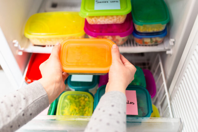Plastic containers placed in a refrigerator