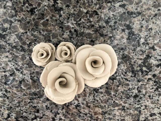 Finished roses set out to dry